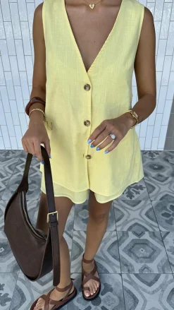 Hayley Vest and Shorts Set - Yellow
