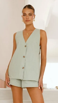 Hayley Vest and Shorts Set - Sage