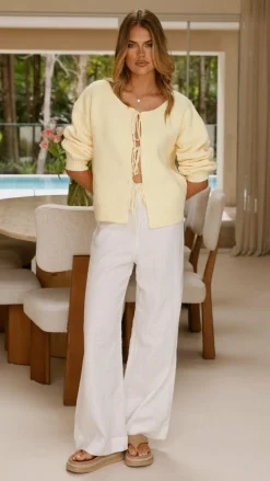 Hazina Tie Long Sleeve Knit Top - Yellow