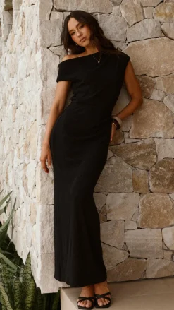 Helana Off Shoulder Maxi Dress - Black