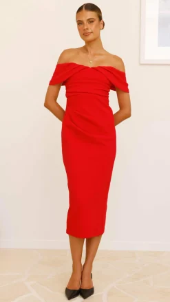 Holly Midi Dress - Red