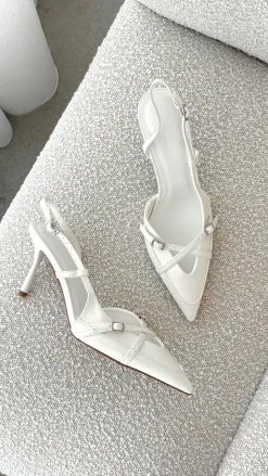 Huxly Heel - White Shine