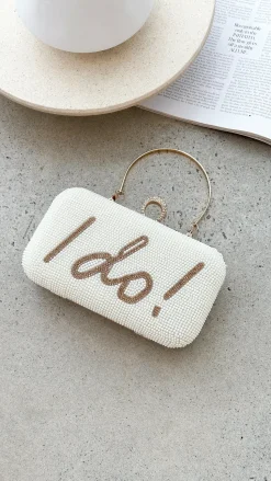 I DO Sequin Clutch - Gold/White