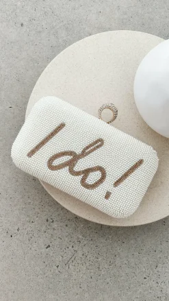 I DO Sequin Clutch - Gold/White