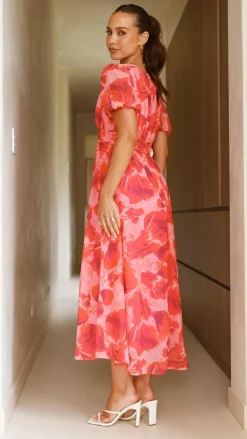 Ilah Maxi Dress - Red/Pink