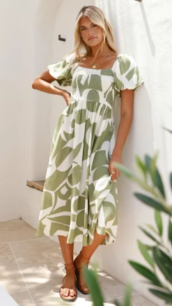 Ilene Midi Dress - Sage Print