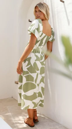 Ilene Midi Dress - Sage Print