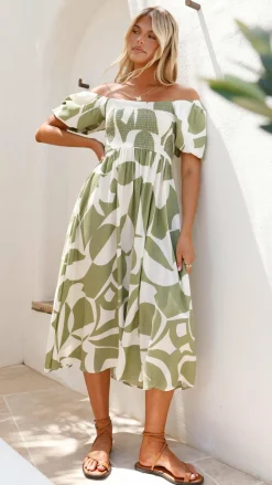 Ilene Midi Dress - Sage Print