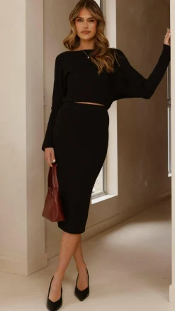 Iluka Knit Midi Skirt - Black