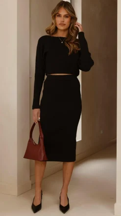 Iluka Knit Midi Skirt - Black