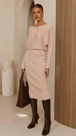 Iluka Knit Midi Skirt - Camel