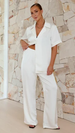 Imogen Button Pants - Cream