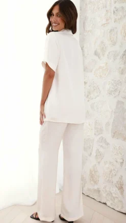 Imogen Button Pants - Cream