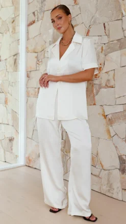 Imogen Button Pants - Cream