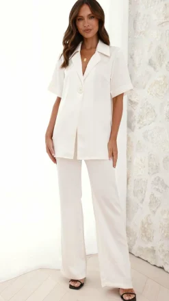 Imogen Button Pants - Cream