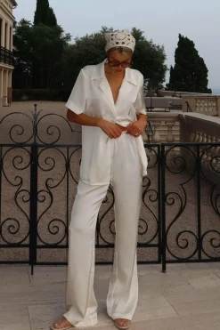 Imogen Button Pants - Cream