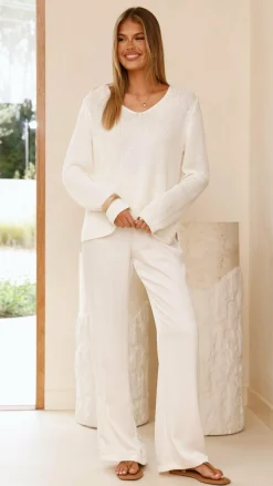 Imogen Button Pants - Cream