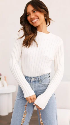 Imogen Long Sleeve Knit Crop - White