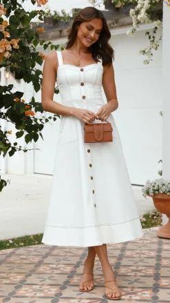 Indigo Midi Dress - White Denim