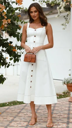 Indigo Midi Dress - White Denim