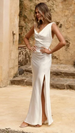 Iris Asymmetrical Maxi Dress - Ivory