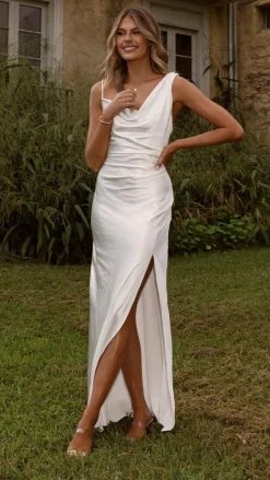 Iris Asymmetrical Maxi Dress - Ivory