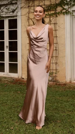 Iris Asymmetrical Maxi Dress - Dusty Pink