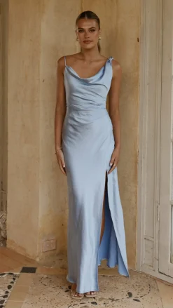 Iris Asymmetrical Maxi Dress - Blue