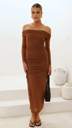 Isadora Off Shoulder Maxi Dress - Chocolate