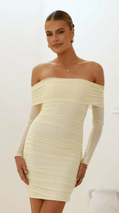 Isadora Off Shoulder Mini Dress - Yellow