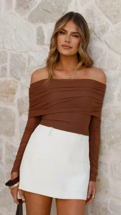 Isadora Off Shoulder Top - Chocolate