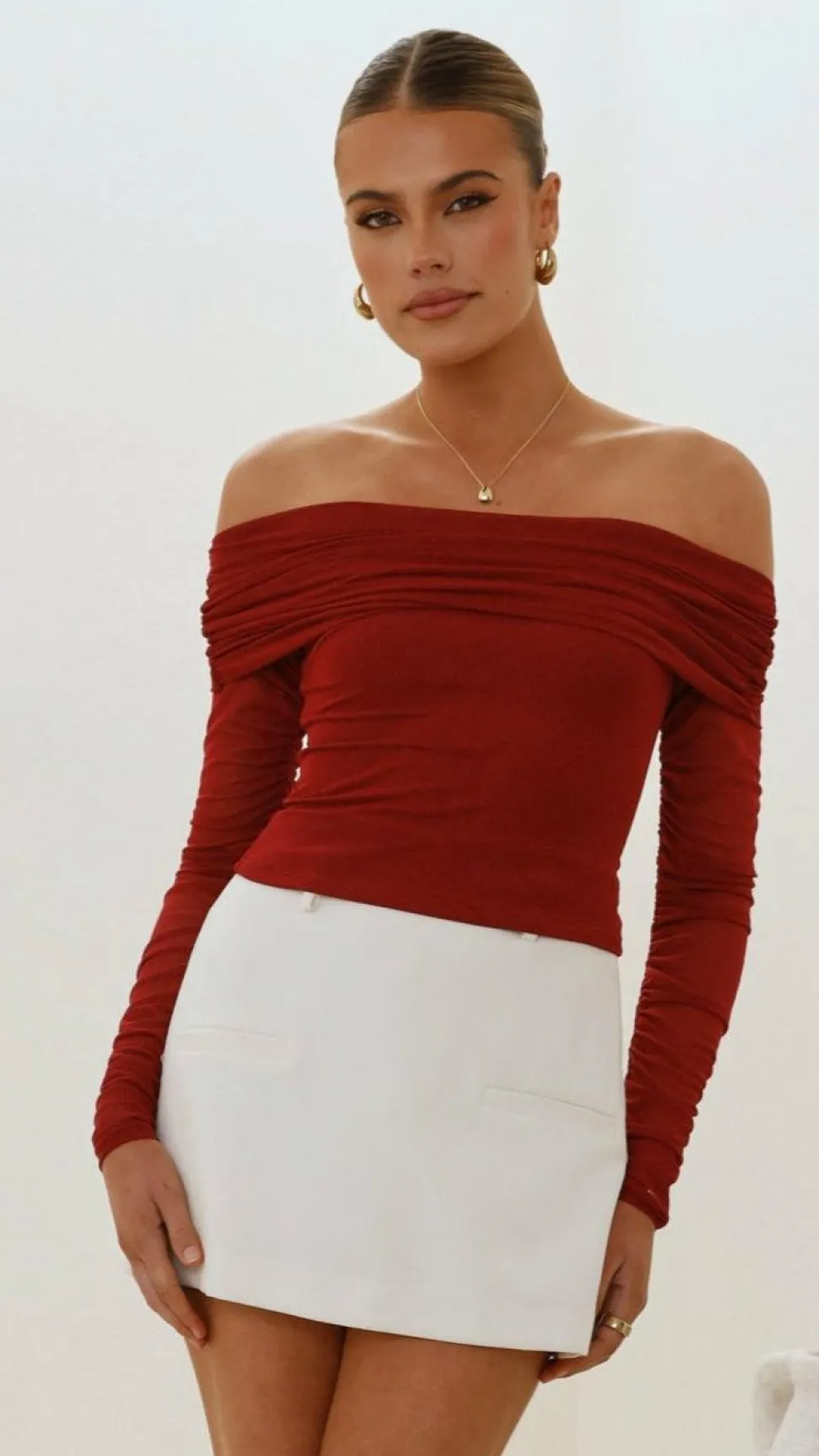 Isadora Off Shoulder Top - Wine