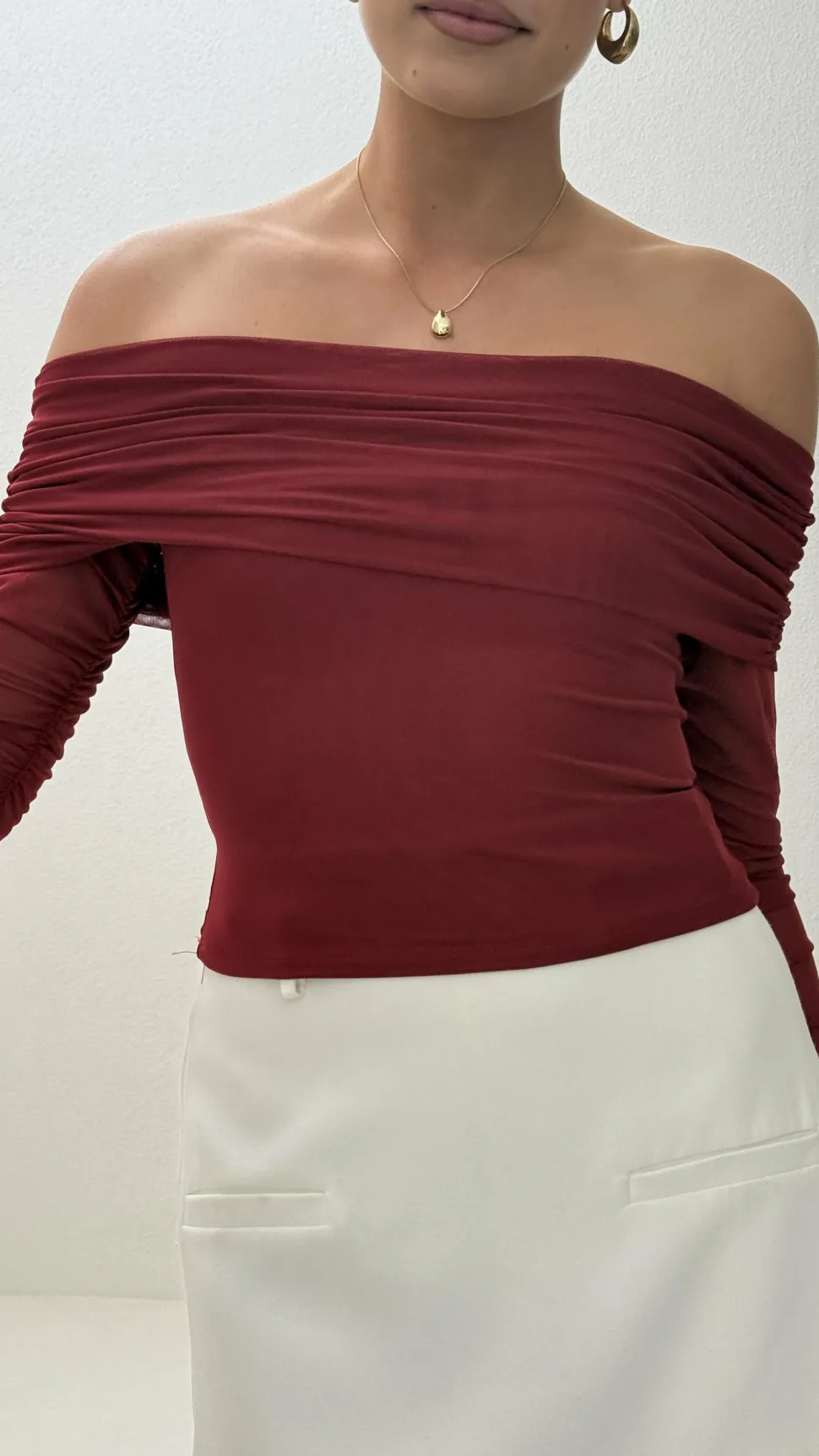 Isadora Off Shoulder Top - Wine