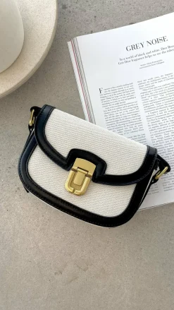 Isobel Fabric Saddle Cross Body Bag - Black