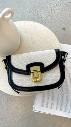 Isobel Fabric Saddle Cross Body Bag - Black