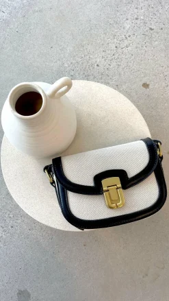 Isobel Fabric Saddle Cross Body Bag - Black