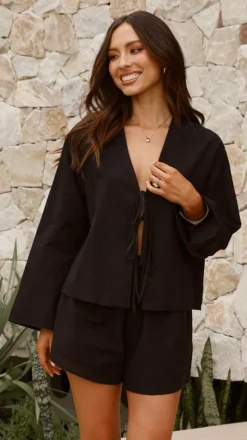 Iveena Top and Shorts Set - Black