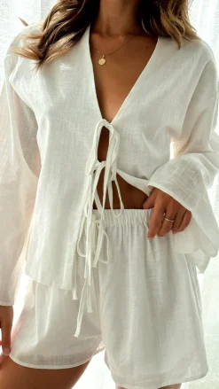 Iveena Top and Shorts Set - White