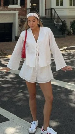 Iveena Top and Shorts Set - White