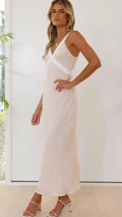 Iylah Midi Dress - Beige / White