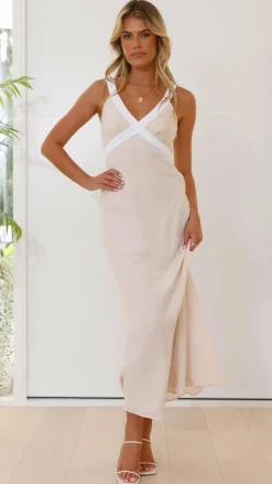 Iylah Midi Dress - Beige / White