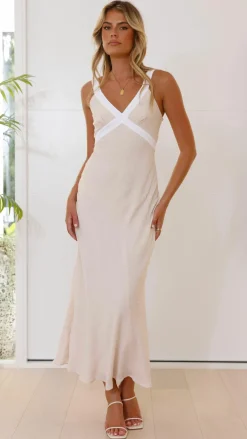 Iylah Midi Dress - Beige / White