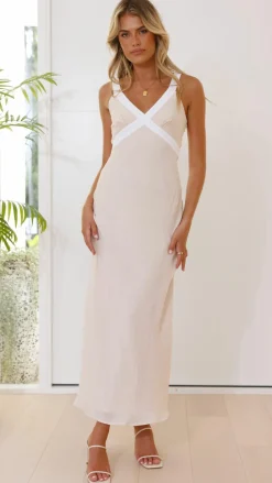 Iylah Midi Dress - Beige / White