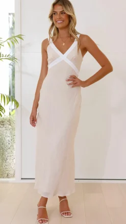 Iylah Midi Dress - Beige / White