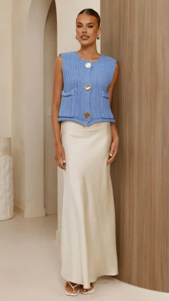 Jaffa Cropped Knit Vest - Blue