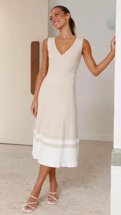Jayde Knit Dress - Beige/White
