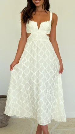 Jenny Side Cut Midi Dress - Cream