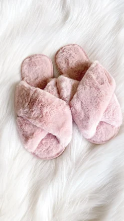 Jessica Fluffy Slippers - Light Pink