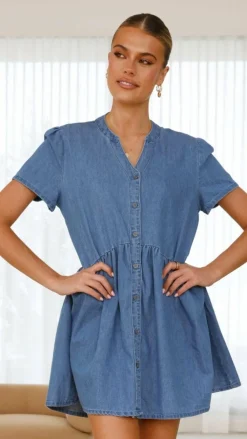 Juliani Mini Dress - Blue Denim