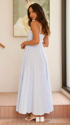 Kaethe Maxi Dress - Baby Blue Stripe